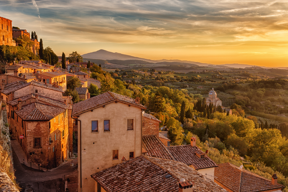 Landscape sunset Montepulciano Tuscany