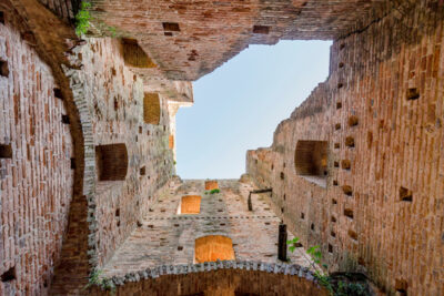 the ancient Torre di Mezzo tower, in the Corsini Park, historic center of Fucecchio, Florence,